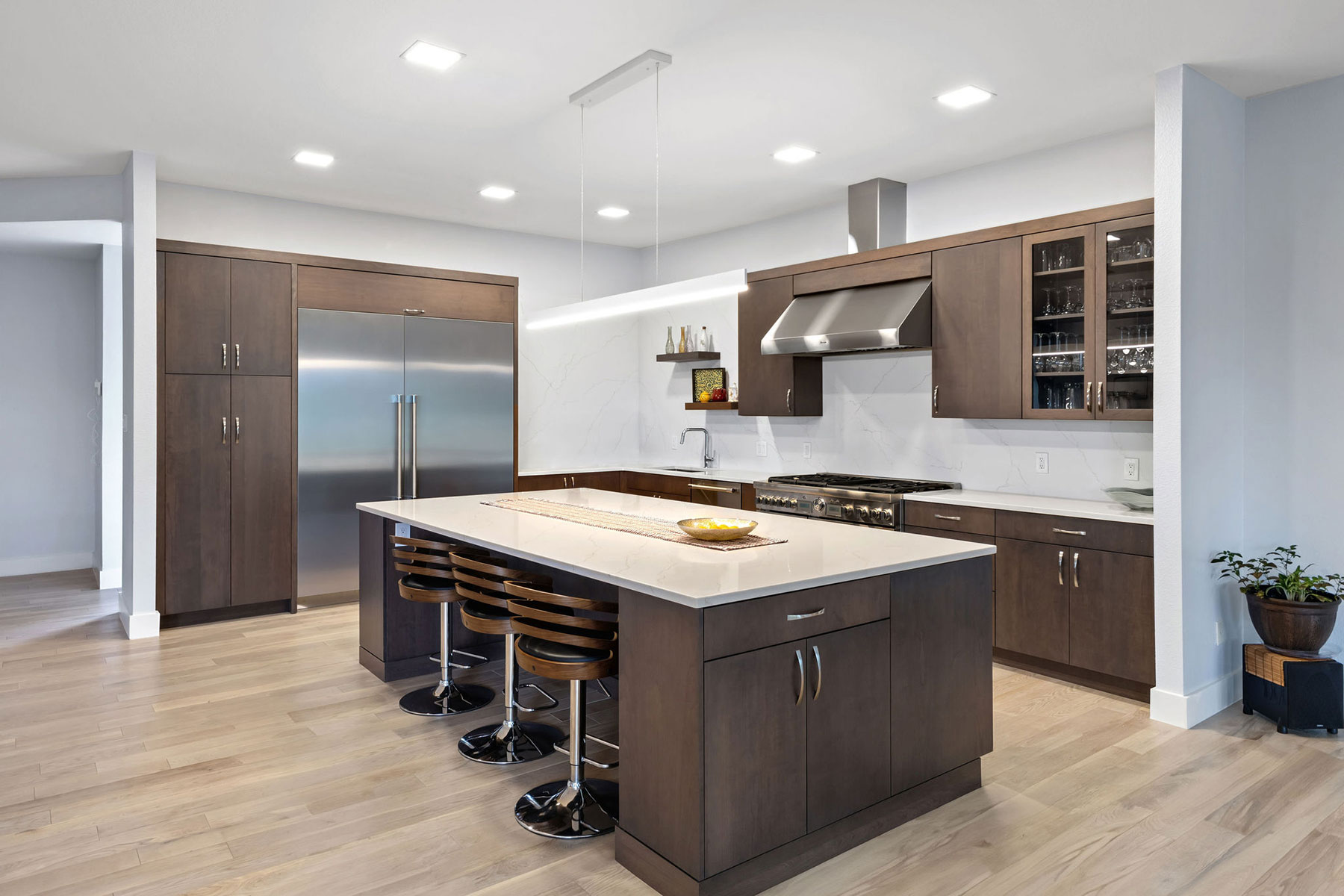 Westlake Remodel-Modern Cherry Cabinets with Bark Stain