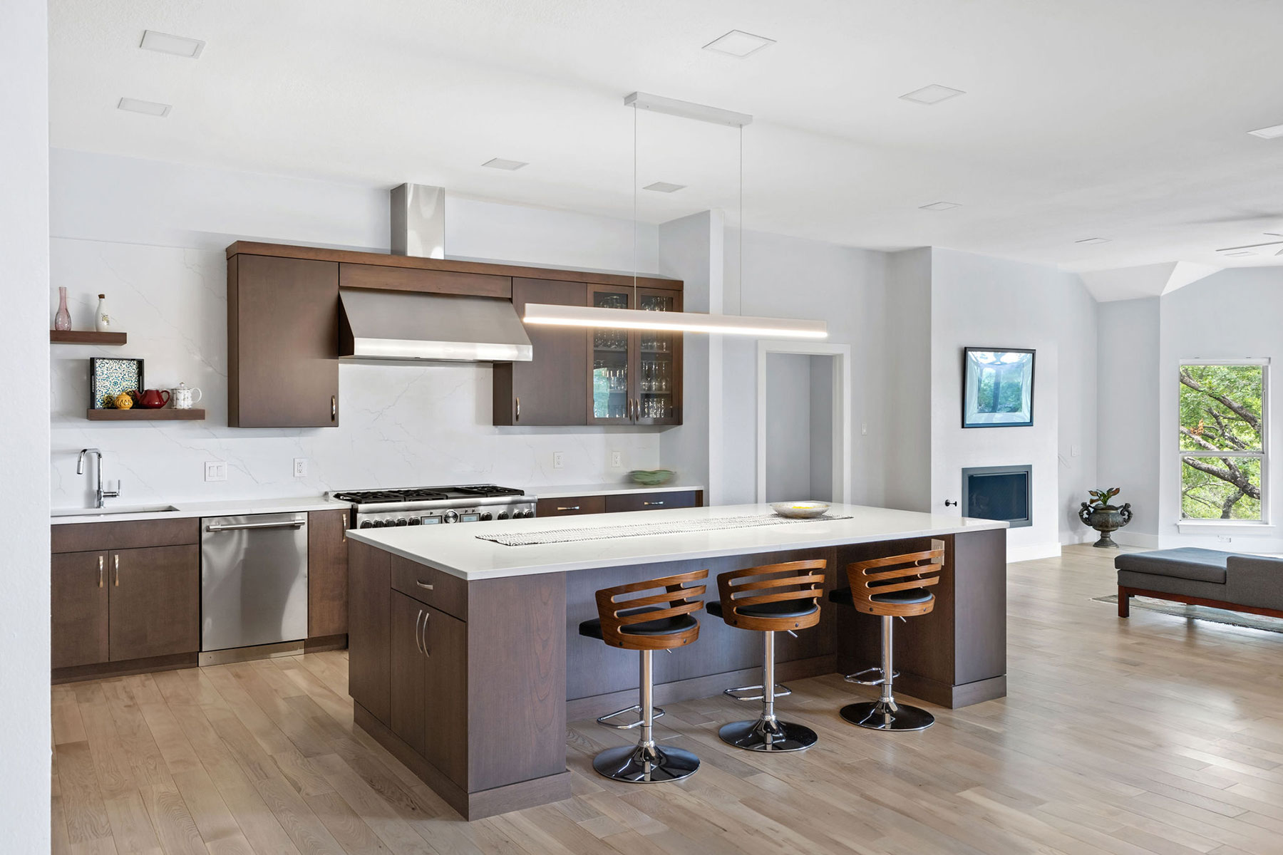 Westlake Remodel-Modern Cherry Cabinets with Bark Stain